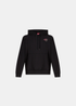 Sweat à capuche Diesel noir en coton avec cordons de serrage et logo poitrine, vue de face.