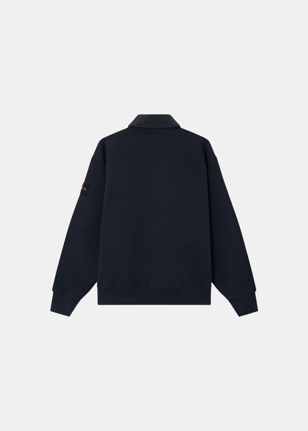 Vue de dos à plat du sweat à col boutonné en coton bleu marine Stone Island