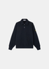 Sweat Homme Stone Island à col chemise boutonné en coton bleu marine vue de face
