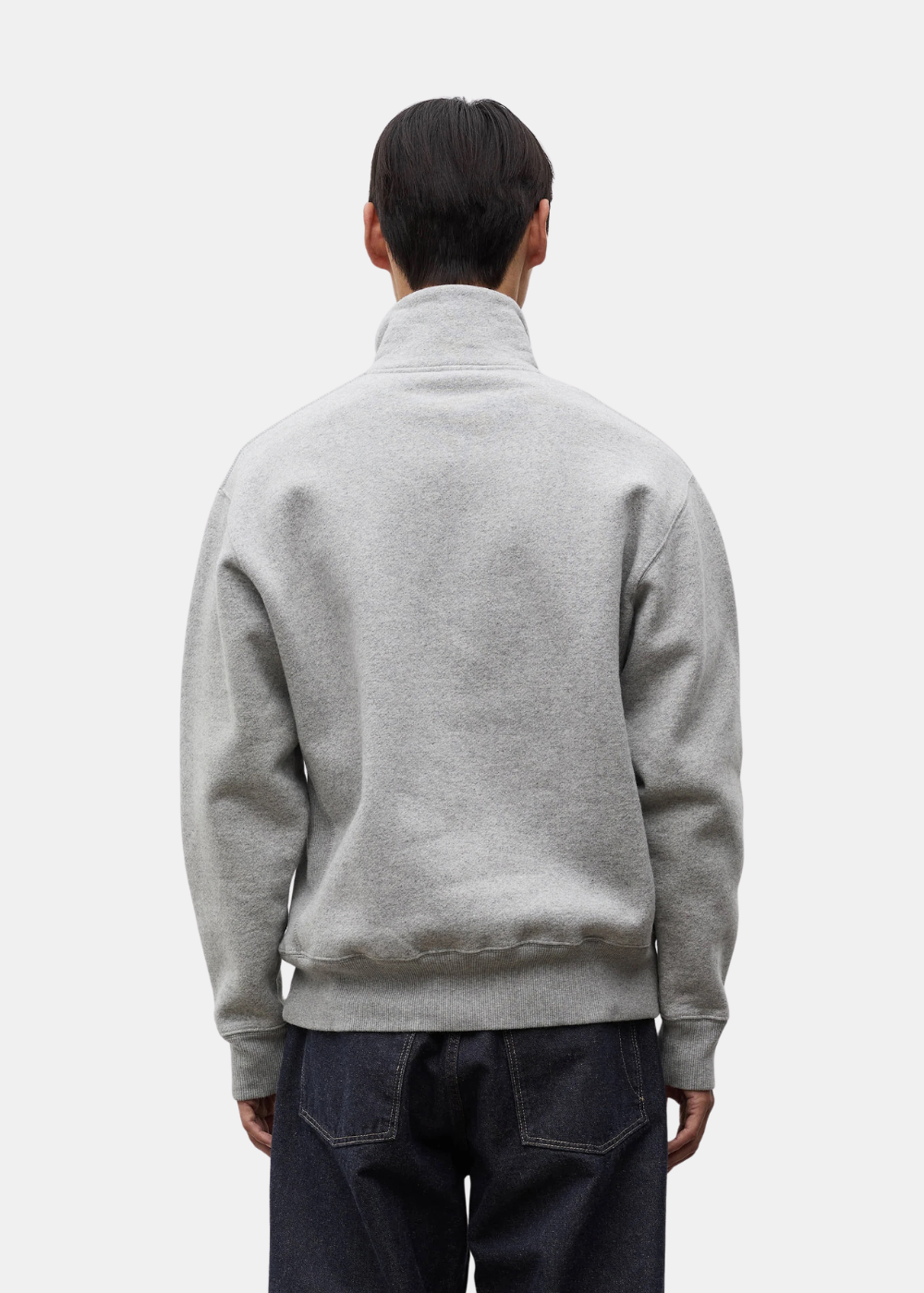 Vue de dos du sweat col zippé homme Norse Projects Flossli Half-Zip gris chiné