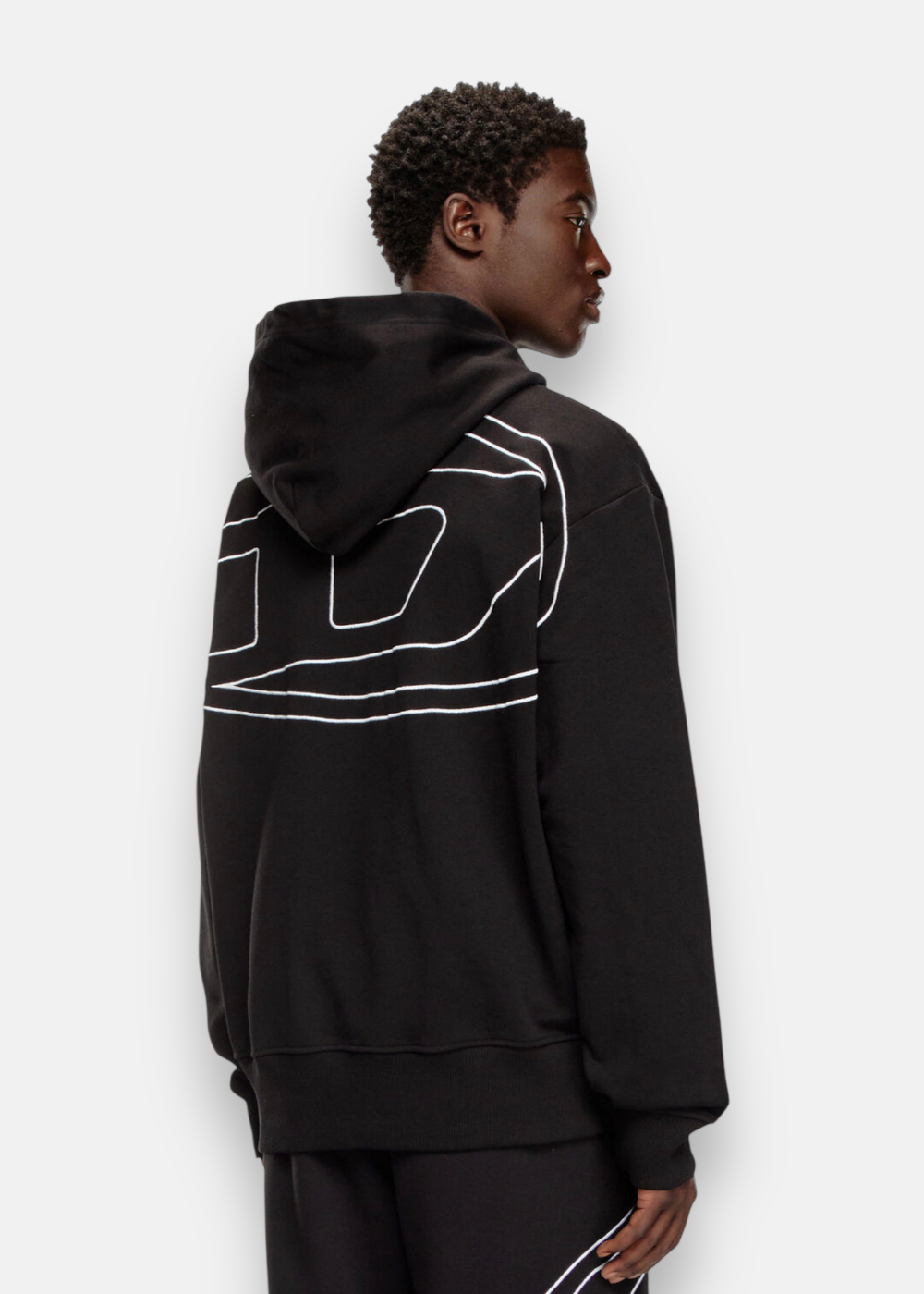 sweat diesel capuche gros logo porté profil de dos