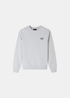 Sweat en coton bio gris chiné APC Rue Madame à col rond présenté à plat de face sur fond uni