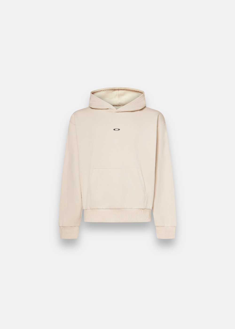 Hoodie beige sable Oakley Metal Rise avec capuche et logo métallisé sur la poitrine.