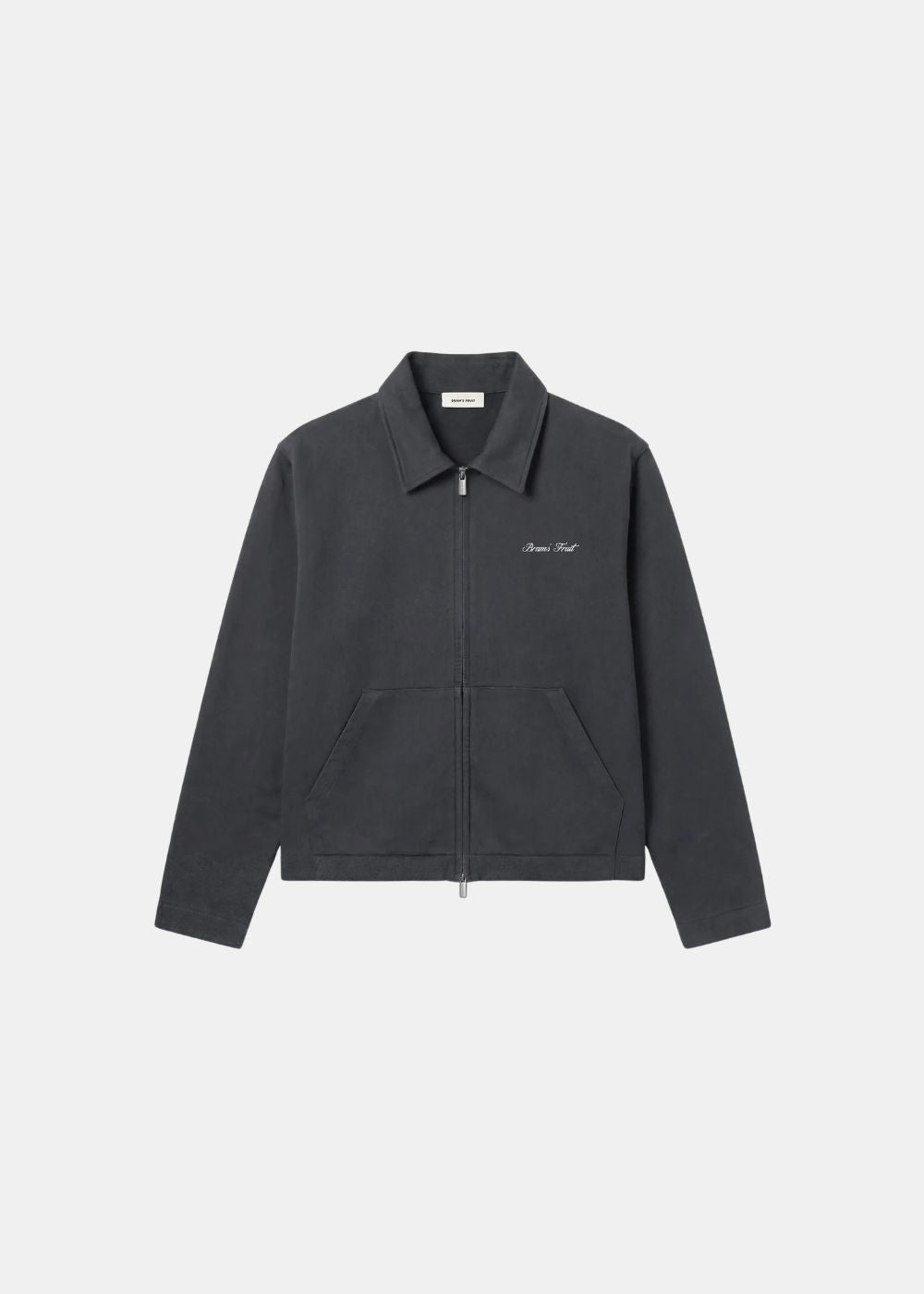 Sweat zippé Homme Bram's Fruit Script Logo noir avec col chemise et poches style kangourou vue de face
