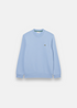 Sweatshirt bleu clair Lacoste pour homme en molleton de coton biologique vue de face sur fond blanc.