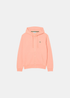Packshot de face du sweatshirt zippé rose corail Lacoste avec poches kangourou et cordon