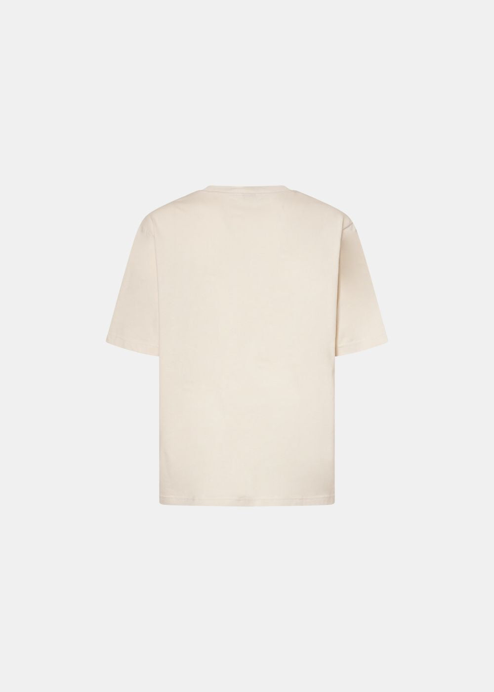 Vue de dos du t-shirt Oakley Metal Rise beige en coton suédé coupe boxy.