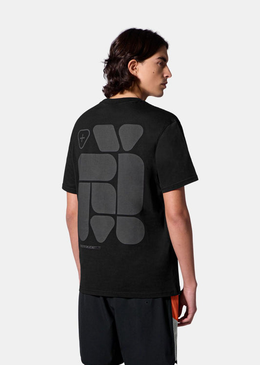 vue du  t-shirt gertrude leonce geometry noir sur un mannequin de dos