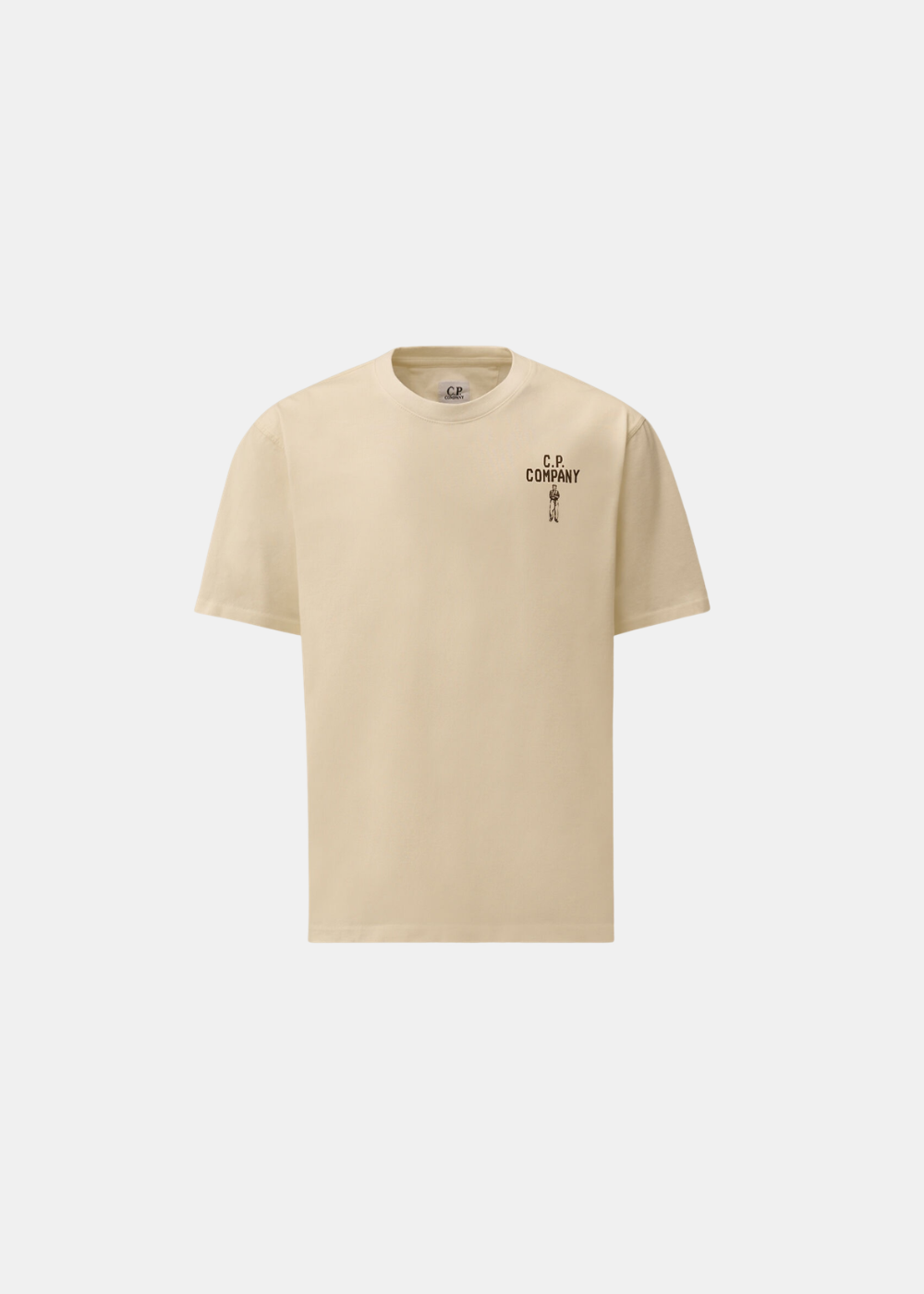 T-shirt Homme beige C.P. Company avec logo et illustration marin sur la poitrine, vue de face