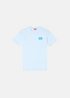T-shirt homme bleu azur Diesel T-Norm-V13 avec logo imprimé sur la poitrine présenté de face sur fond blanc.