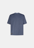 T-shirt bleu chiné Oakley à manches courtes avec poche poitrine et étiquette logo en bas à gauche, vue de face.
