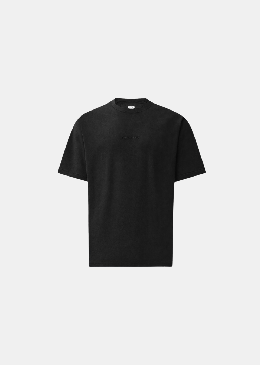 T-shirt Homme C.P. Company 1020 Jersey Old Dye noir avec logo brodé sur la poitrine vue de face