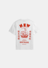 T-shirt Homme Gertrude Leonny blanc avec grand imprimé sérigraphié rouge New York au dos