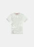 Packshot de face du t-shirt gris clair Diesel à manches courtes, mettant en valeur l&