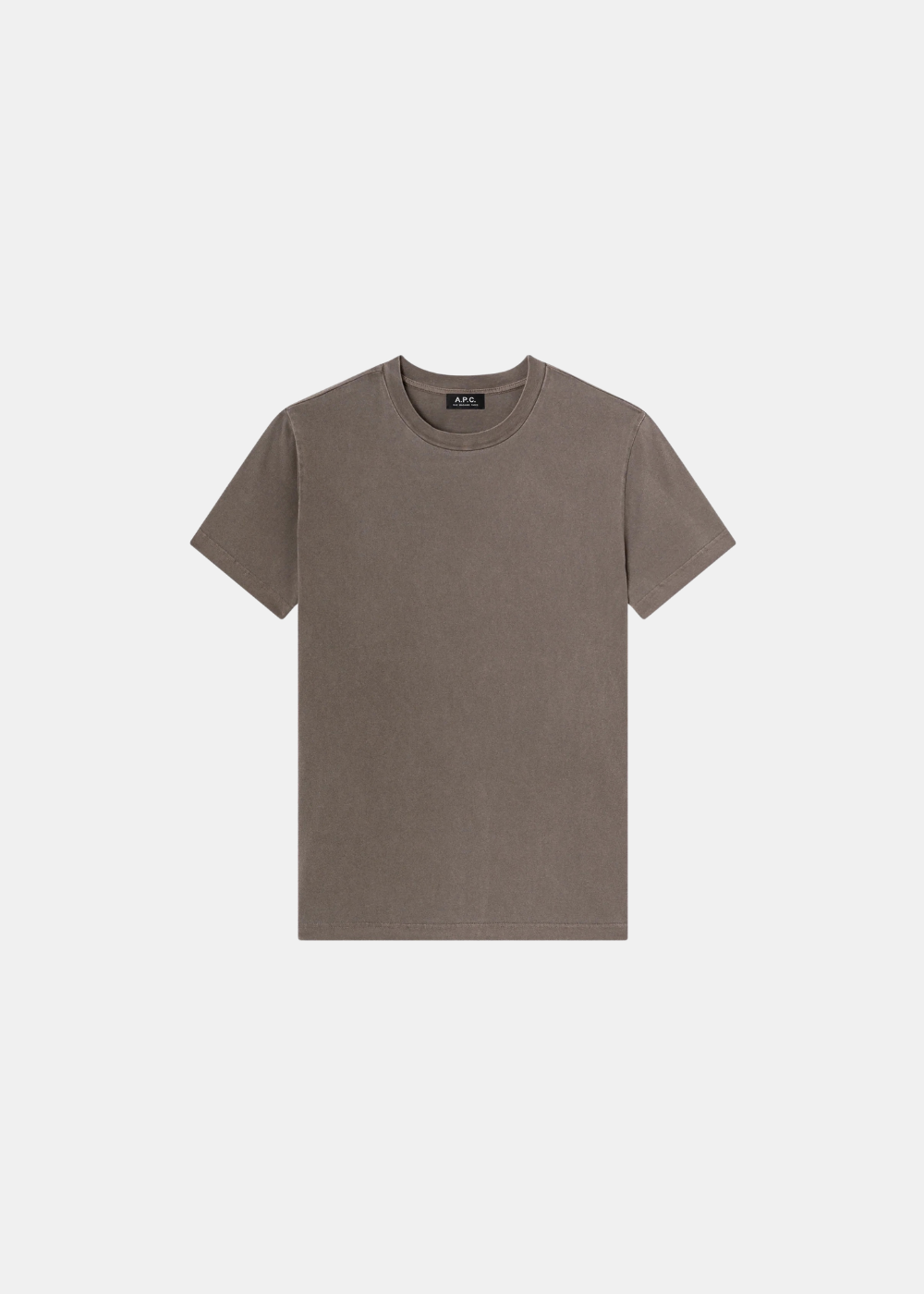 Packshot du t-shirt gris délavé effet vintage A.P.C. à manches courtes et col rond face avant vierge