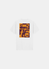 T-shirt Homme Arte Antwerp blanc avec grand visuel rectangulaire abstrait orange et bordeaux au dos