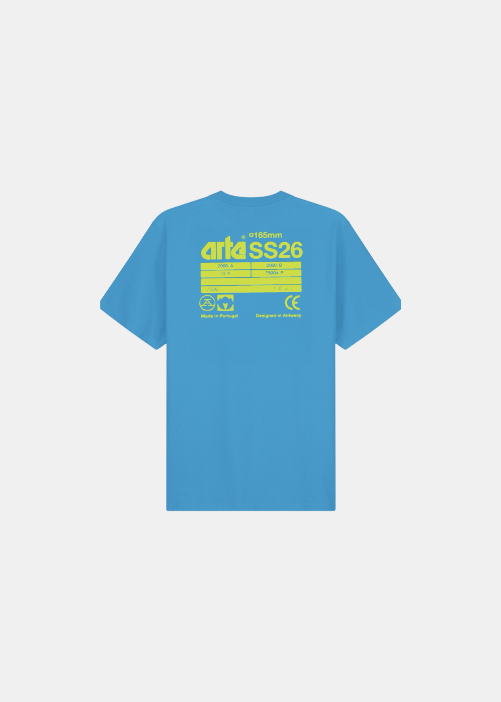 T-shirt Homme Arte Antwerp bleu clair avec large graphisme SS26 jaune imprimé au dos