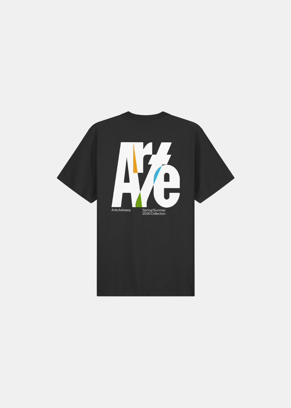 T-shirt Homme Arte Antwerp noir avec grand logo blanc et détails colorés Spring Summer 2026 au dos