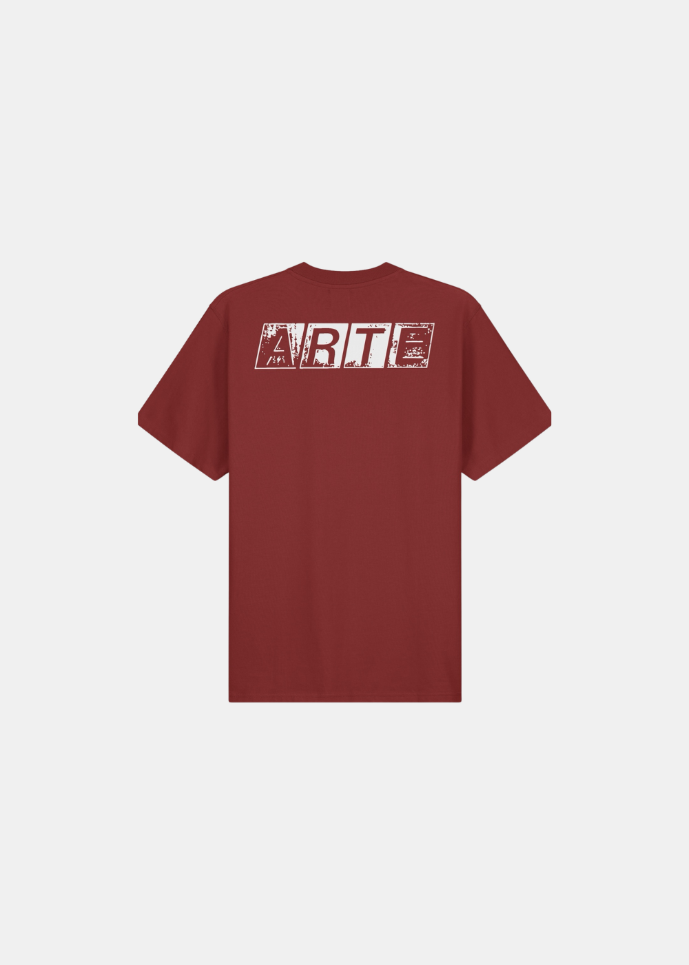 T-shirt Homme Arte Antwerp bordeaux avec logo ARTE blanc effet délavé et usé imprimé au dos