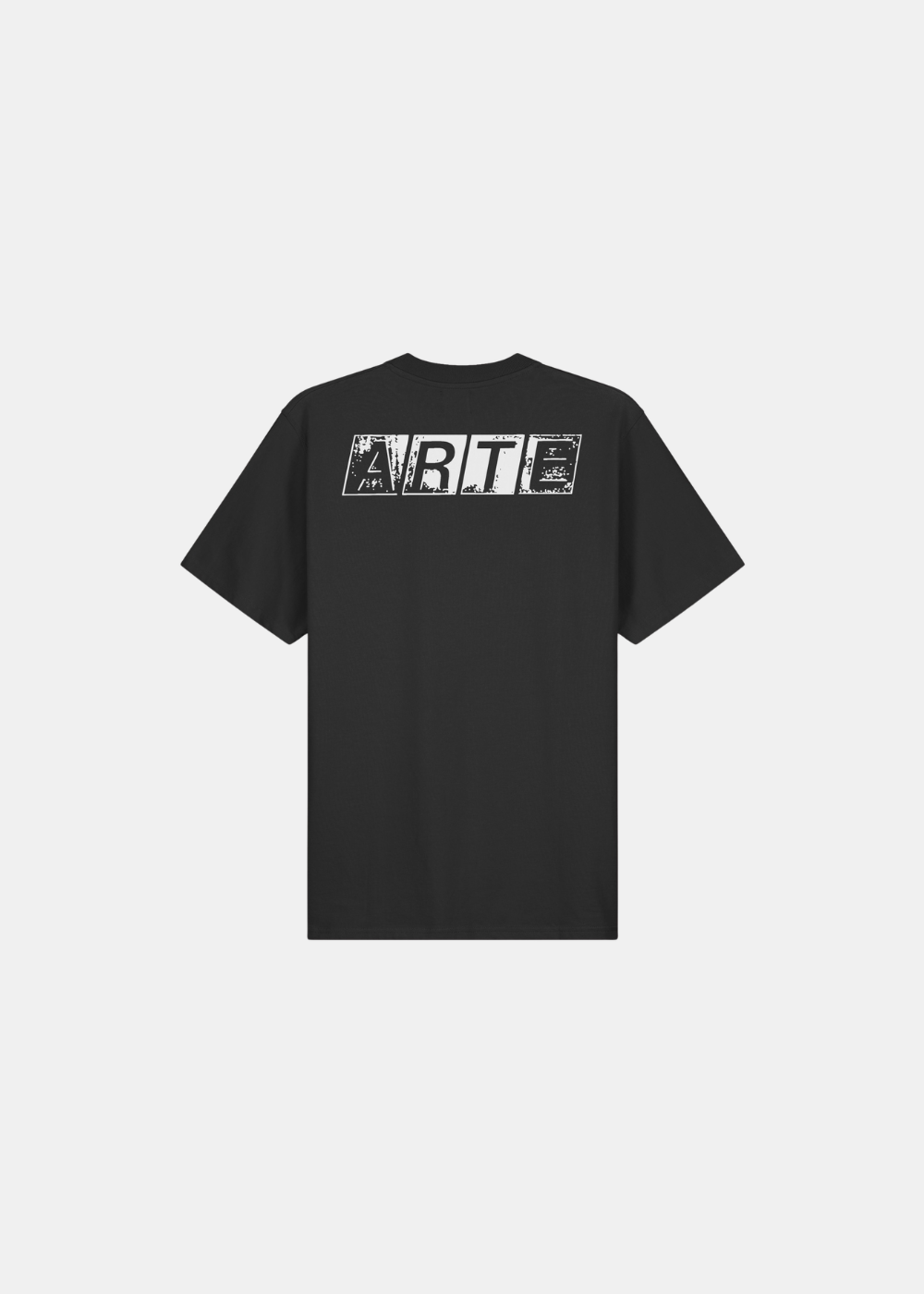 T-shirt Homme Arte Antwerp noir avec logo ARTE blanc effet délavé et brossé imprimé au dos