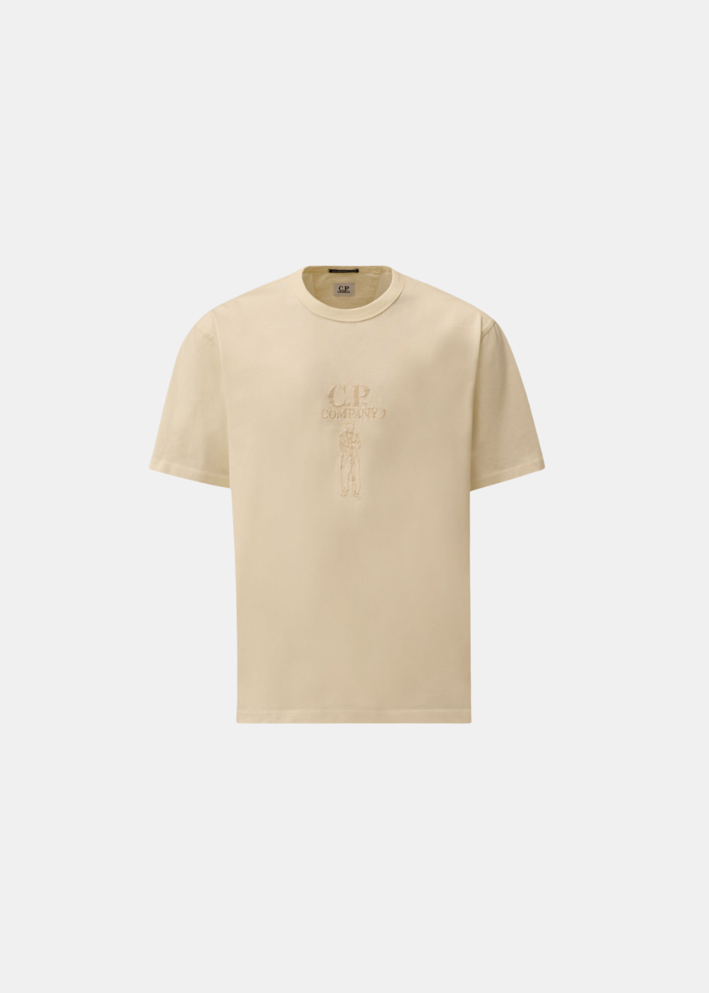 T-shirt en coton mercerisé blanc C.P. Company avec logo British Sailor brodé ton sur ton sur la poitrine