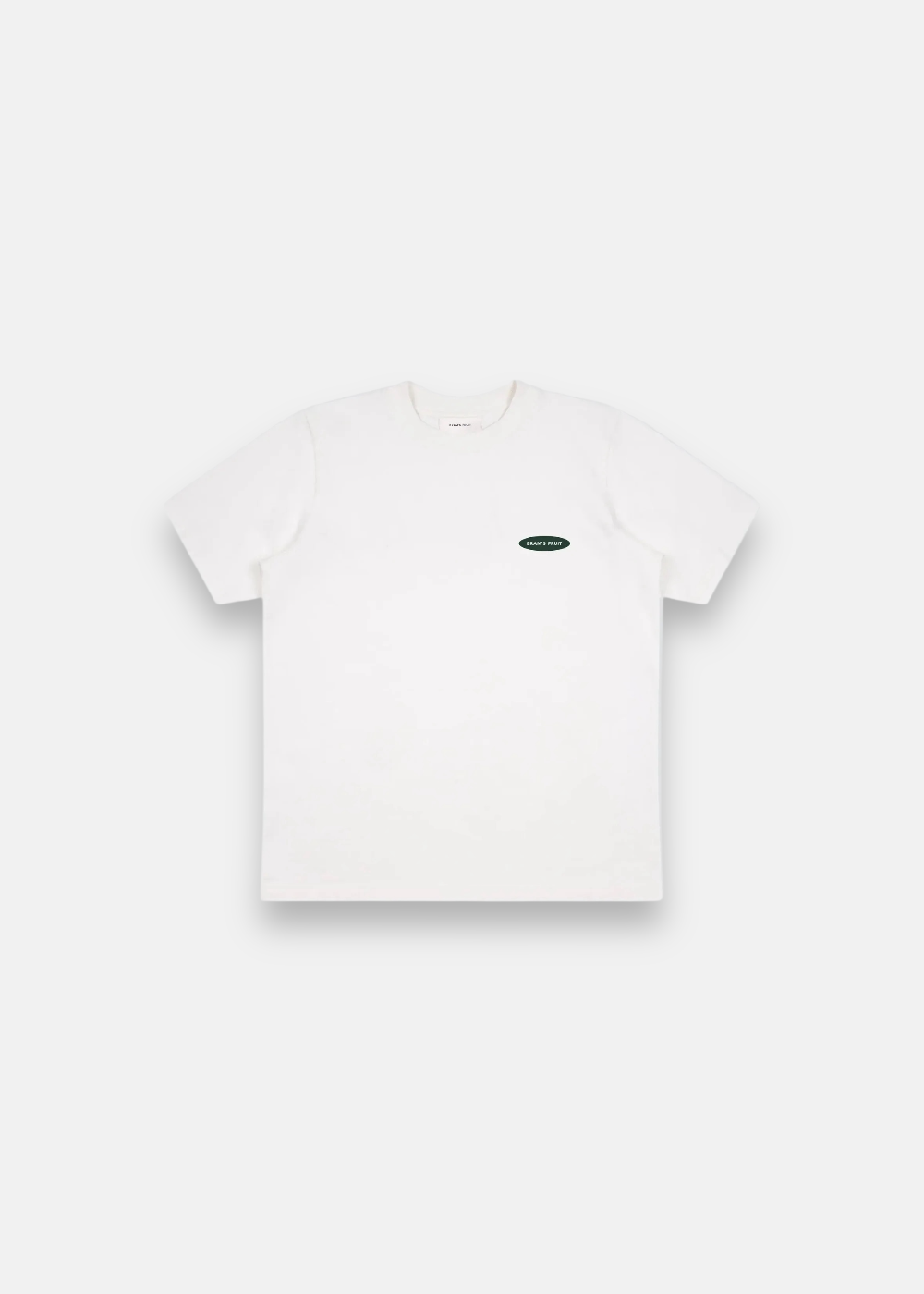t-shirt blanc Bram's Fruit vue de face avec logo ovale vert foncé