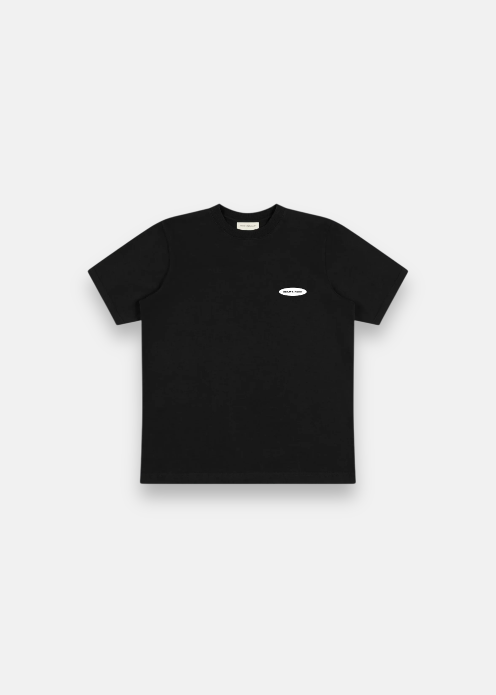 t-shirt noir Bram's Fruit vue de face avec logo ovale blanc