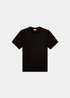 T-shirt noir Diesel à coupe droite avec le mini logo brodé sous le col, présenté à plat de face