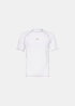 T-shirt de surf Oakley Ventura blanc avec coutures contrastées et petit logo orange, de face.