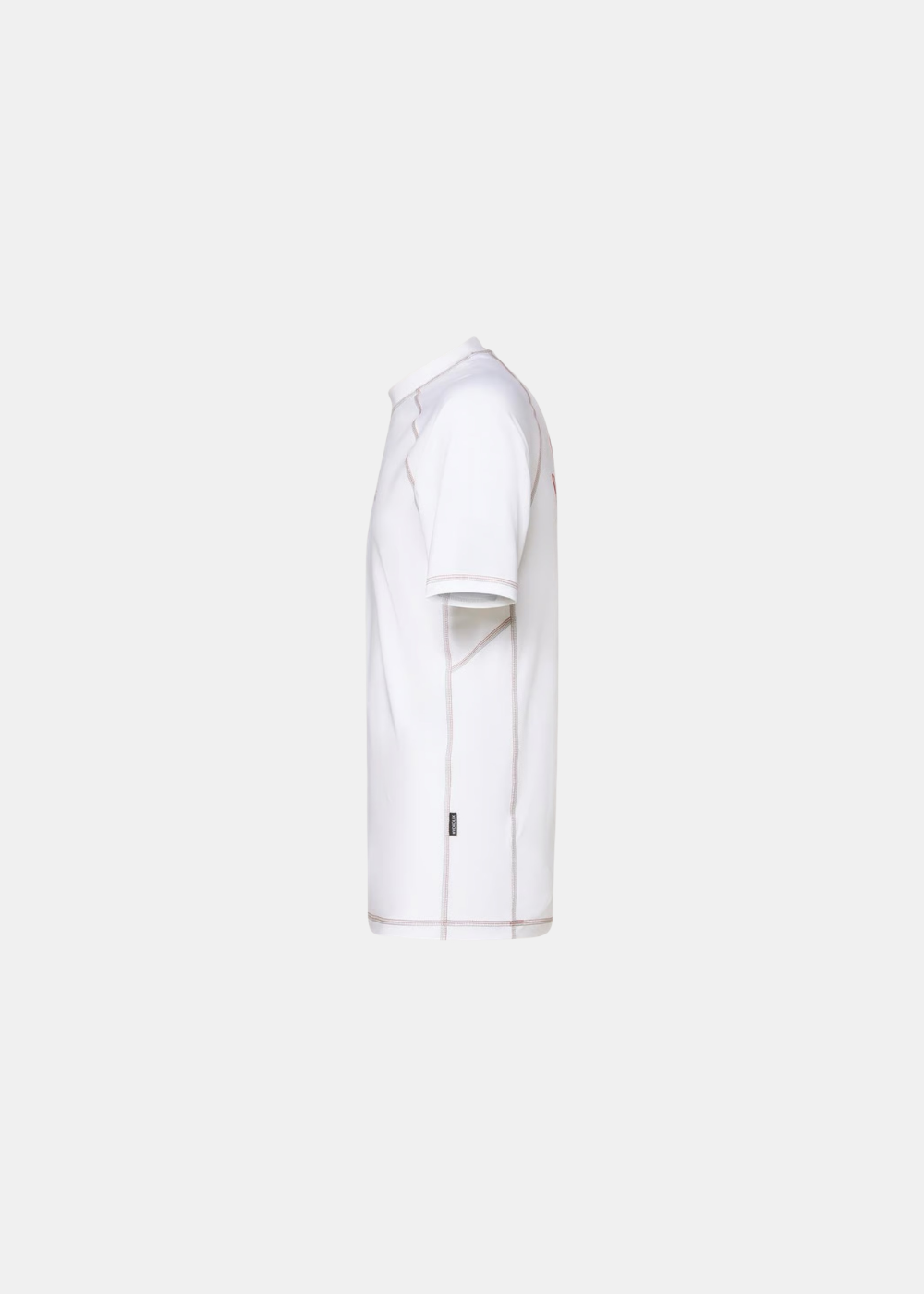 T-shirt de surf Oakley Ventura blanc mettant en valeur la coupe des manches raglan et les coutures, de profil.