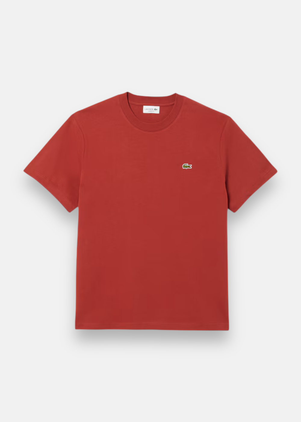 tshirt Lacoste iconique rouge cuivré à plat