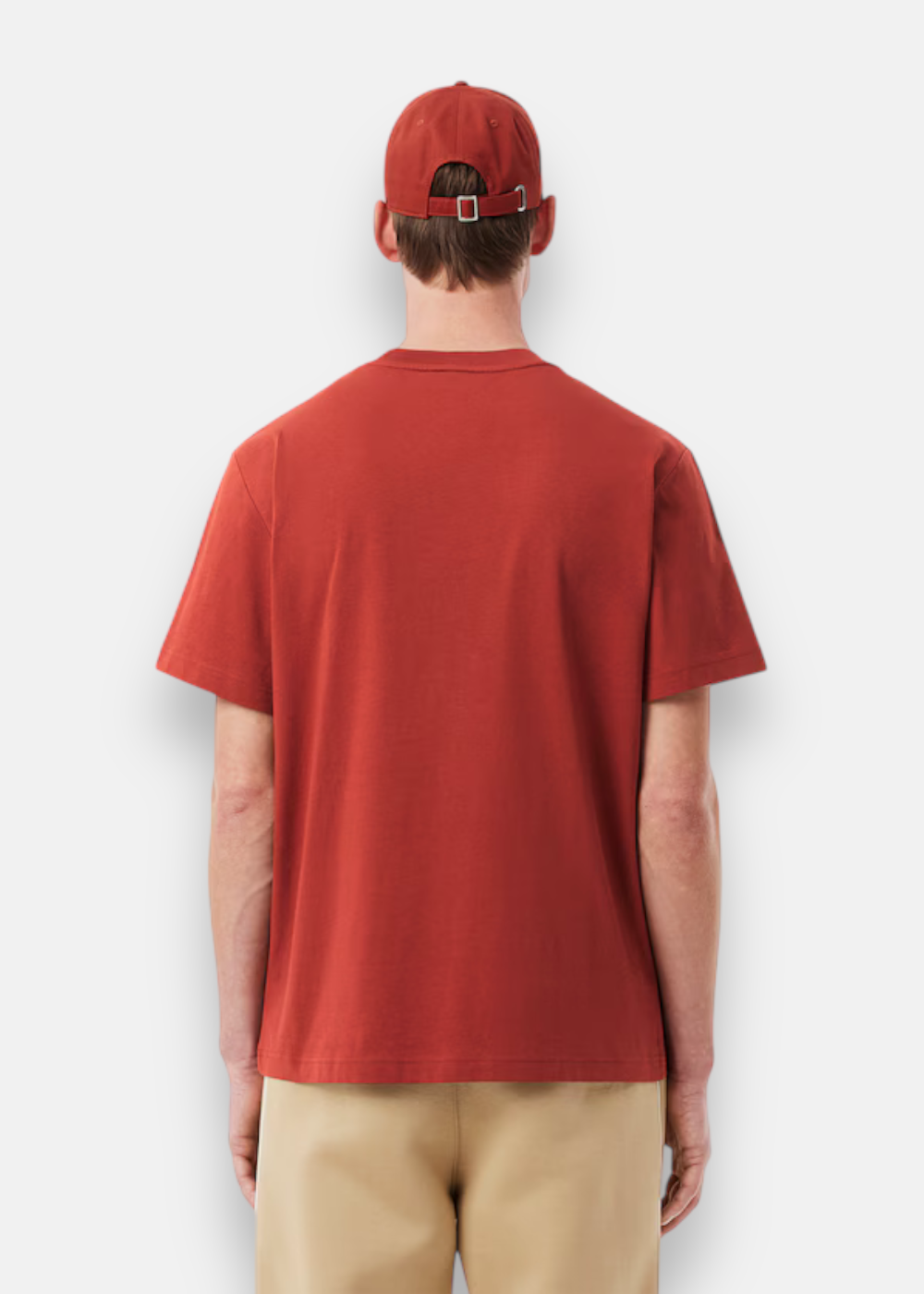 tshirt Lacoste iconique rouge cuivré de dos