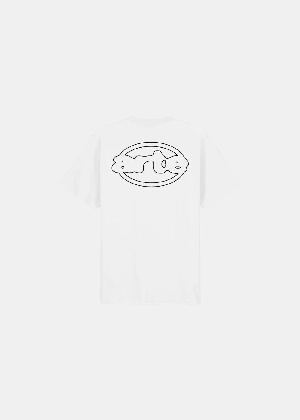 Packshot de dos du t-shirt blanc Arte Antwerp avec motif graphique sérigraphié noir.