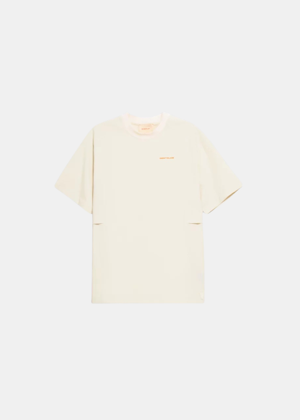 T-shirt technique Gertrude+Gaston modèle Lothar beige en nylon, vue de face sur fond uni.