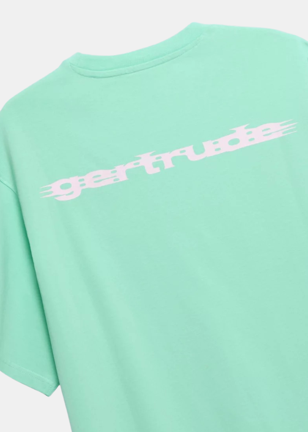 T-shirt technique menthe Gertrude Leonce Shine avec grand marquage dorsal blanc