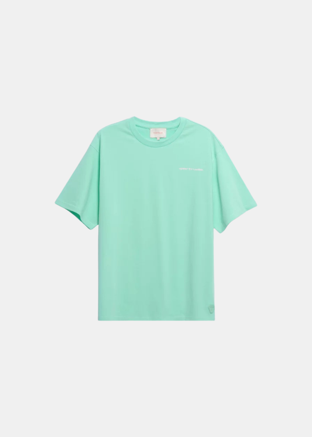 T-shirt Homme Gertrude Leonce Shine couleur menthe avec petit logo poitrine, vue de face.