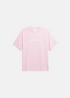T-shirt Gertrude Leonce en coton rose avec marquage blanc sur la poitrine et coupe droite