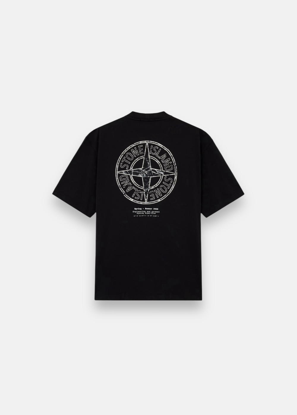 T-shirt Dos du Stone Island noir, grand motif boussole emblématique dans le dos.
