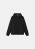 Veste Soft Shell-R Stone Island noire en polyester recyclé avec capuche et fermeture zippée.
