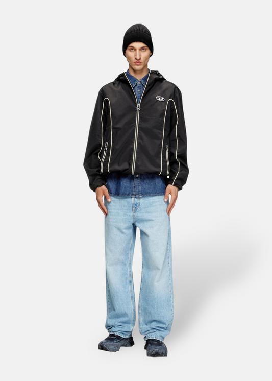 veste diesel noire coupe vent vue portée de face