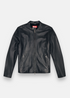 vue de face de la veste en cuir Diesel col biker