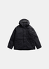 Packshot à plat de la veste homme Norse Projects Gore-Tex noire à capuche et poche poitrine zippée