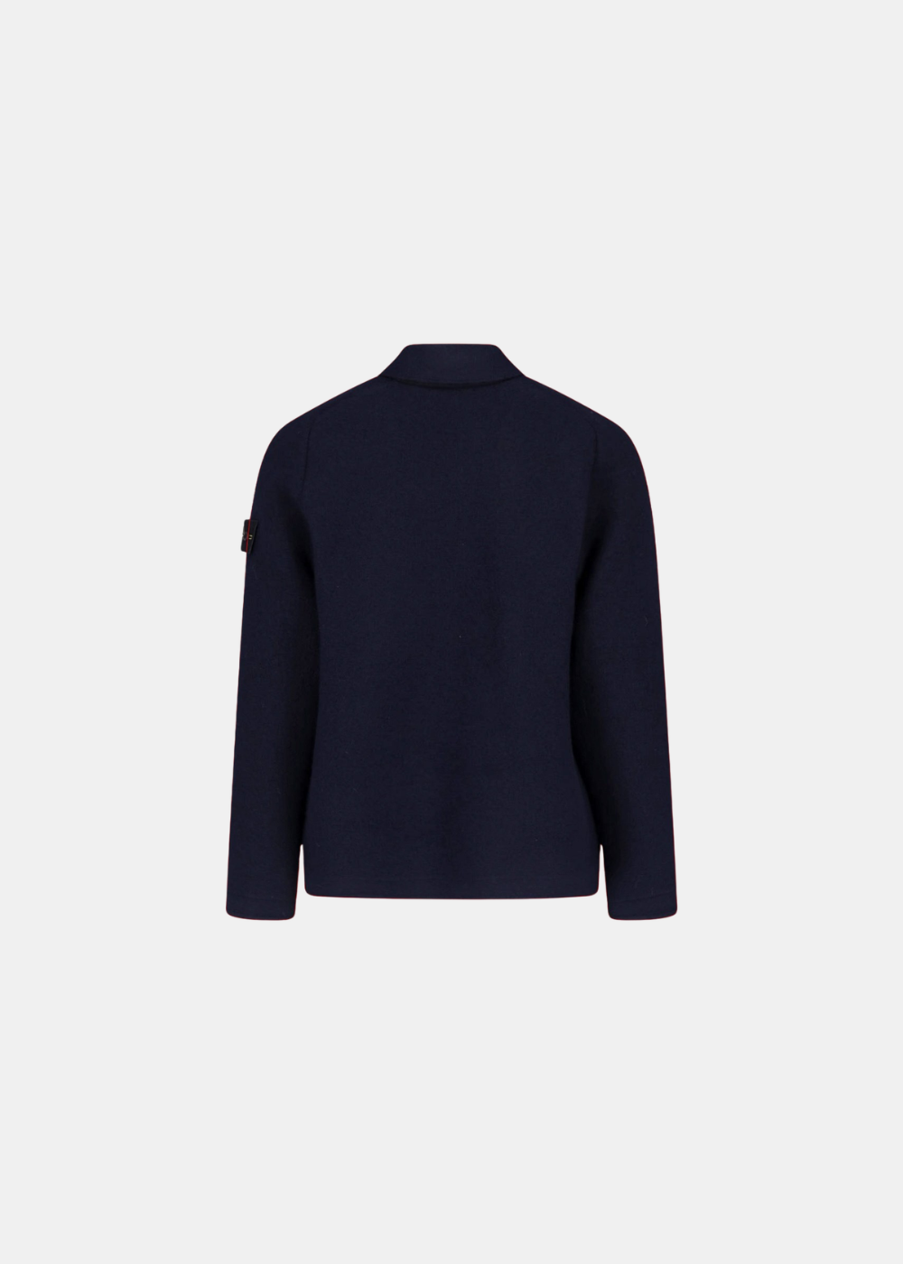 Packshot de dos de la veste homme Stone Island Maglia Infeltrita en laine feutrée bleu marine
