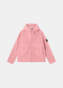 Veste technique rose Stone Island avec capuche et poches frontales zippées vue de face.