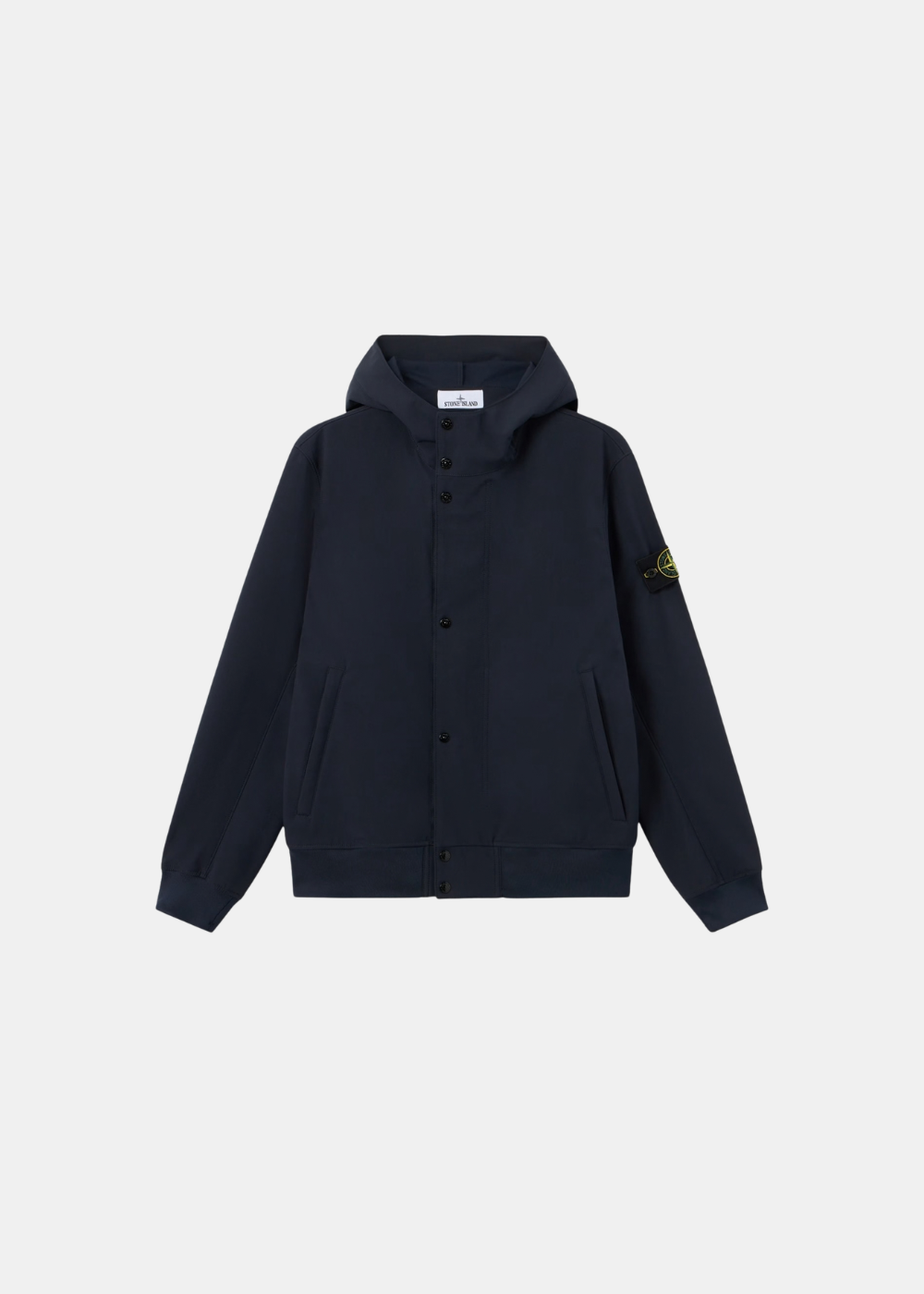 Chaqueta con capucha para hombre Stone Island Light Soft Shell-R azul marino vista frontal