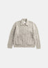 Veste zippée en laine tricotée gris chiné Norse Projects avec col chemise et poches plaquées vue de face