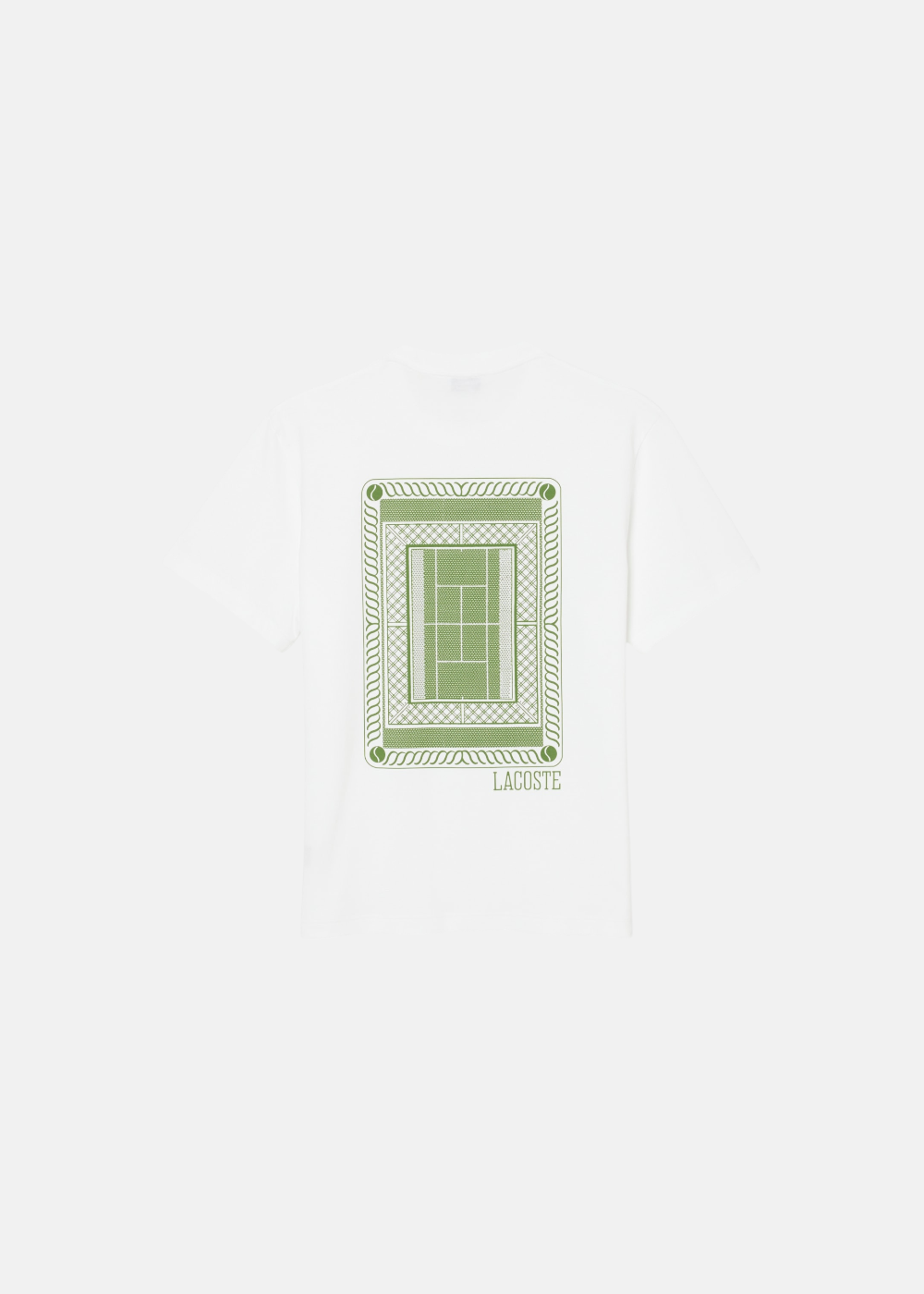 photo vue arriere sur fond blanc du T-shirt Homme Lacoste Blanc avec Logo Imprimé au Dos | Purple Store

