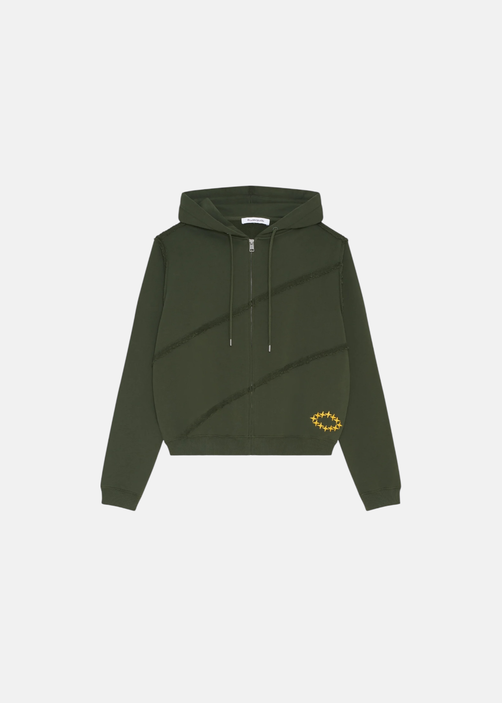 phoot vue de face du Sweat à capuche Zippé Études Studio vert forêt