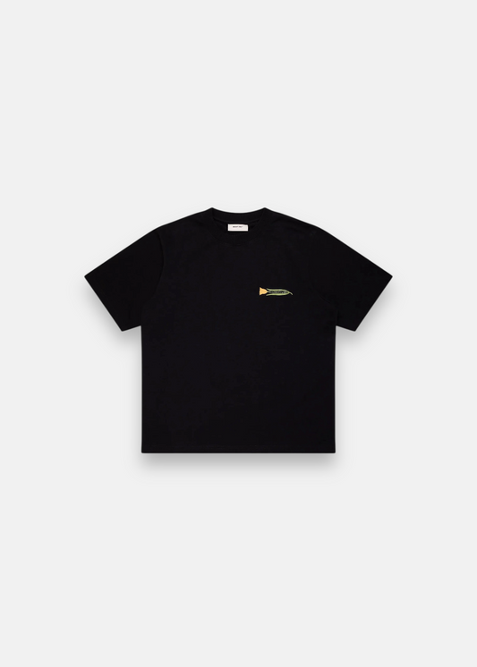 cette photo montre le T-shirt Noir Bram's Fruit en Coton Épais de face a plat sur un fond blanc