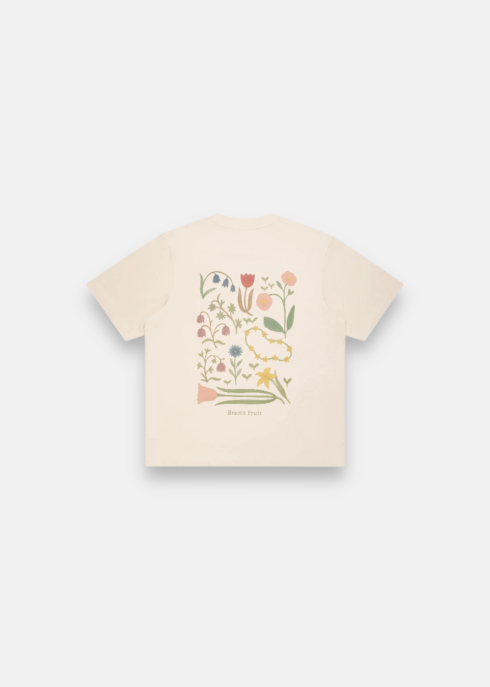 cette photo montre le T-shirt Beige Bram's Fruit en Coton épais vue de dos a plat sur fond blanc
